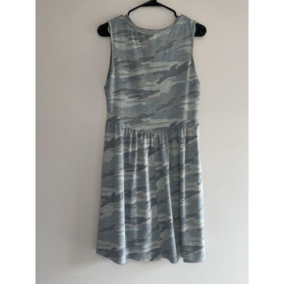 White Birch Soft Knit Dress Casual Blue Gray Camo Shift Teacher Knee Length Med - Picture 4 of 10